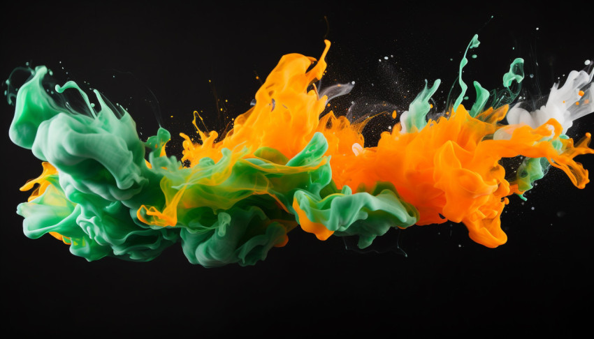 Orange and Green Paint Splash