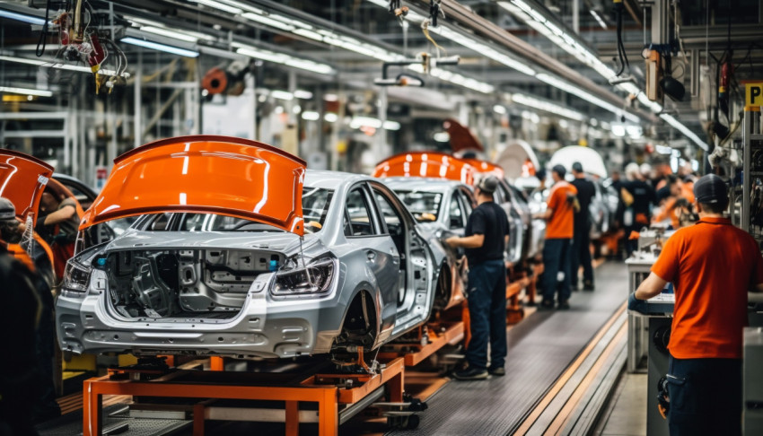 Cars in Different Stages of Production