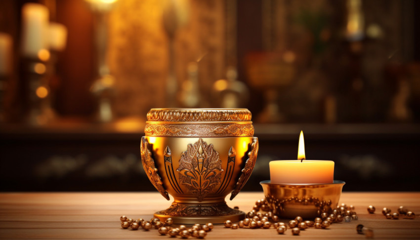 Candlelight on Wooden Table Candlelight on Wooden Table