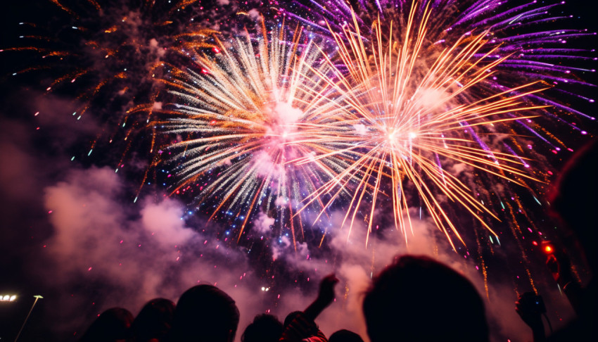 A group of fireworks are on fire at a black ligh A group of fireworks are on fire at a black ligh