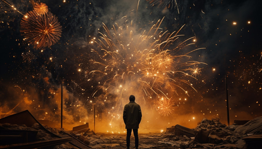 Fireworks are on the ground Fireworks are on the ground