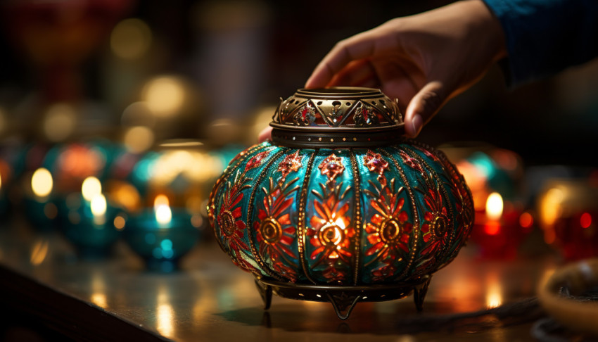 Child Holding Diyas for Diwali Child Holding Diyas for Diwali