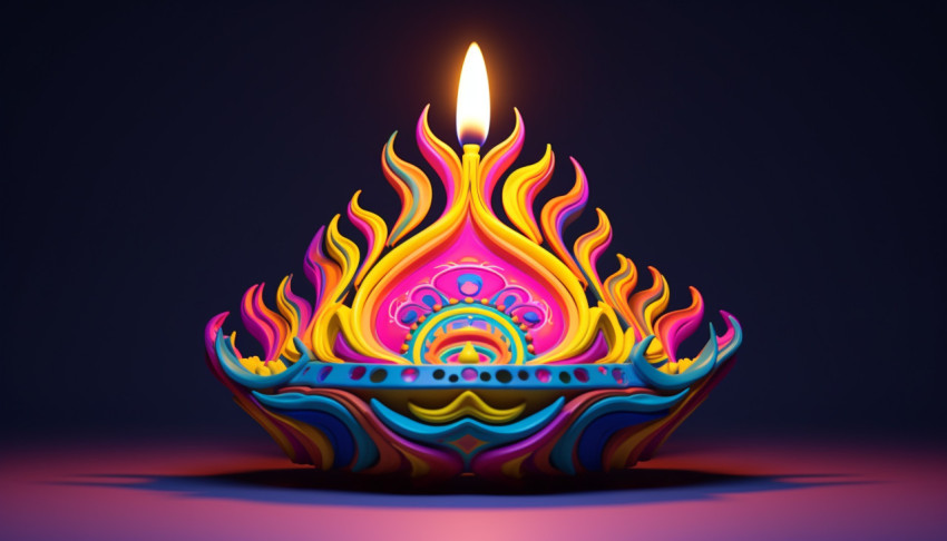 Beautiful Diya Lit Up with Golden Light Beautiful Diya Lit Up with Golden Light