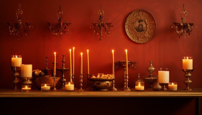 Vintage Table Settings with Candles Vintage Table Settings with Candles