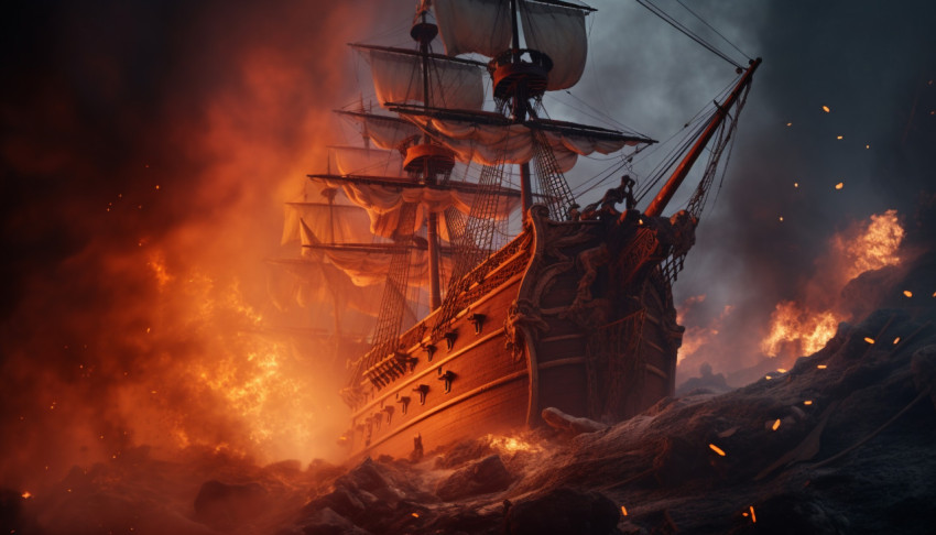 Pirate Ship in Flames