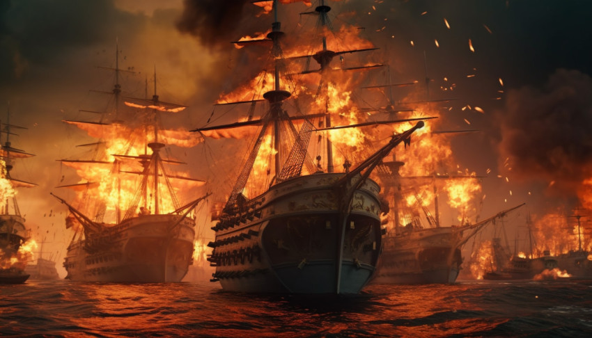 battle royale ships are fighting against intense fire
