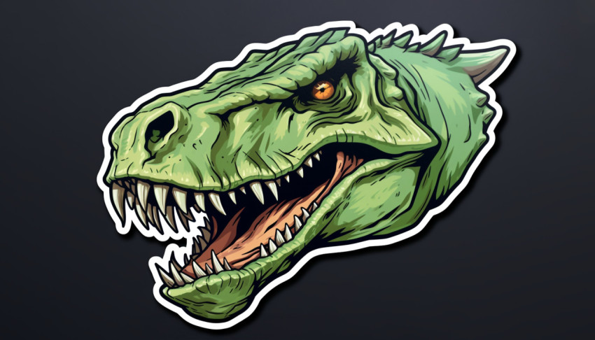 green dinosaur head sticker decal