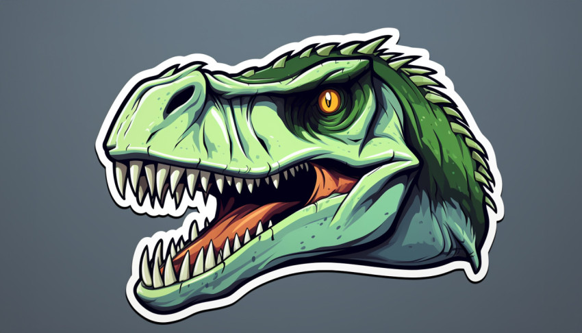 Green Dinosaur Head Sticker Decal