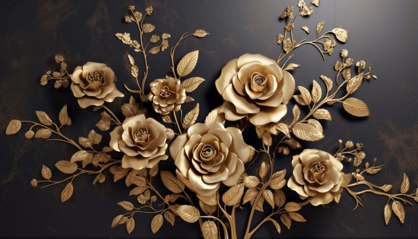 Luxurious Gold Floral Wallpaper