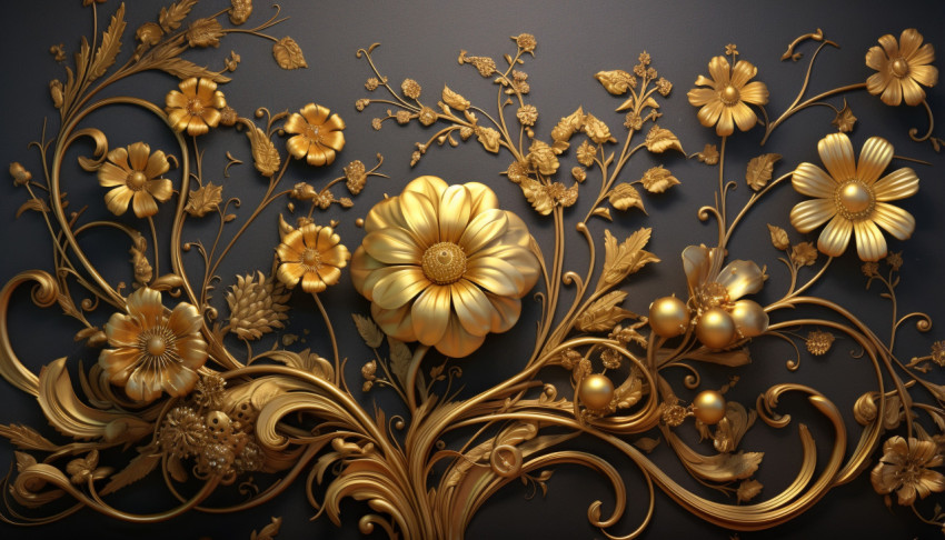 realistic texture with a golden flower
