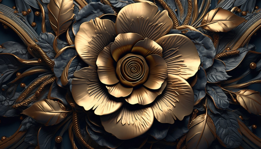 Realistic Golden Flower Closeup