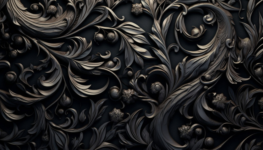 Black Ornate Swirl Wallpaper