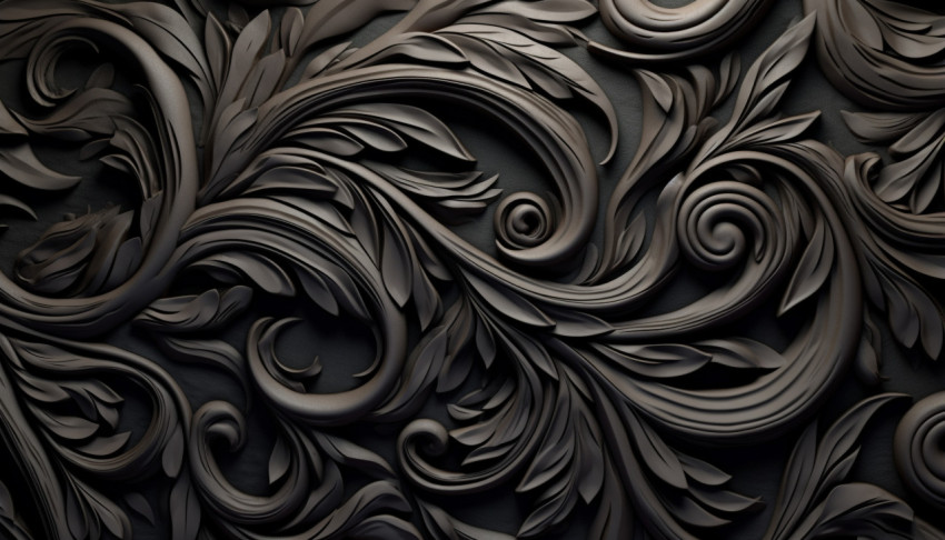 a black abstract wallpaper with swirly ornaments