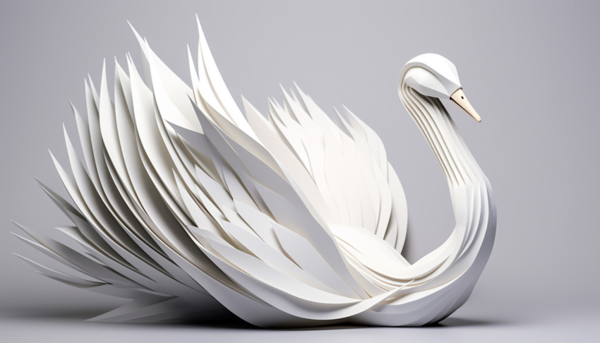 Paper Swan Origami Model