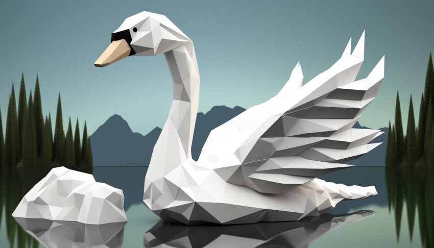 Beautiful Paper Swan Sculpture