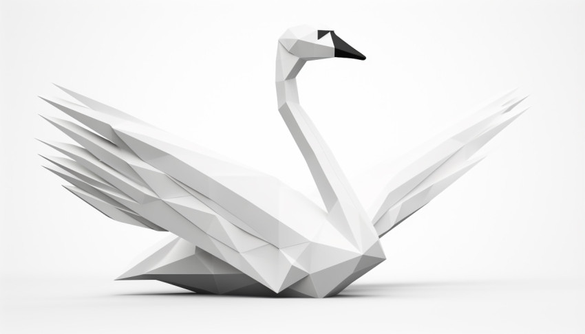 an origami swan on top of a white background