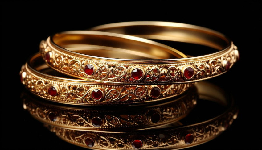 Indian Bangles in Gold and Red