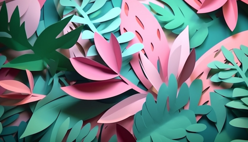 Paper Cut Palm Leaves on Pink