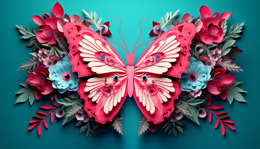 Pink paper butterfly for kids