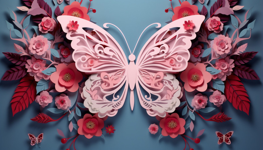3D paper butterfly with flower details