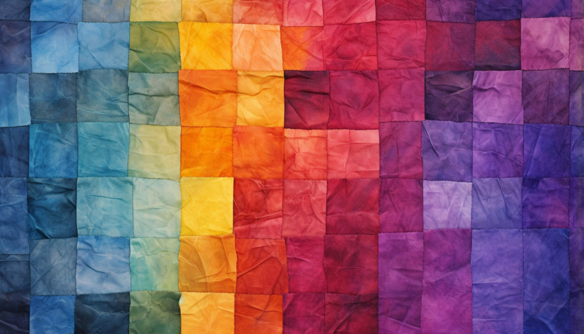 Multi colored quilt with squares