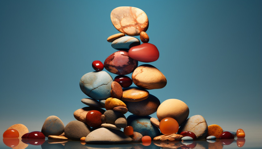 A stacked pile of stones on a watery surface