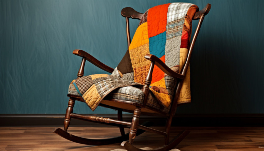 Patchwork quilted rocking chair