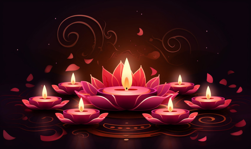 Beautiful Diyas Vector Illustration Beautiful Diyas Vector Illustration