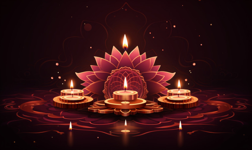 Vector Illustration of Diyas for Pooja Vector Illustration of Diyas for Pooja