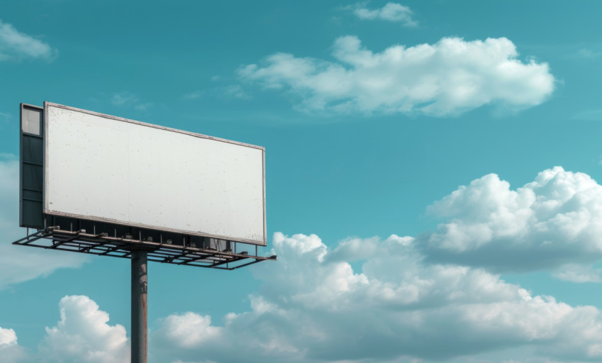 Large billboard against blue sky