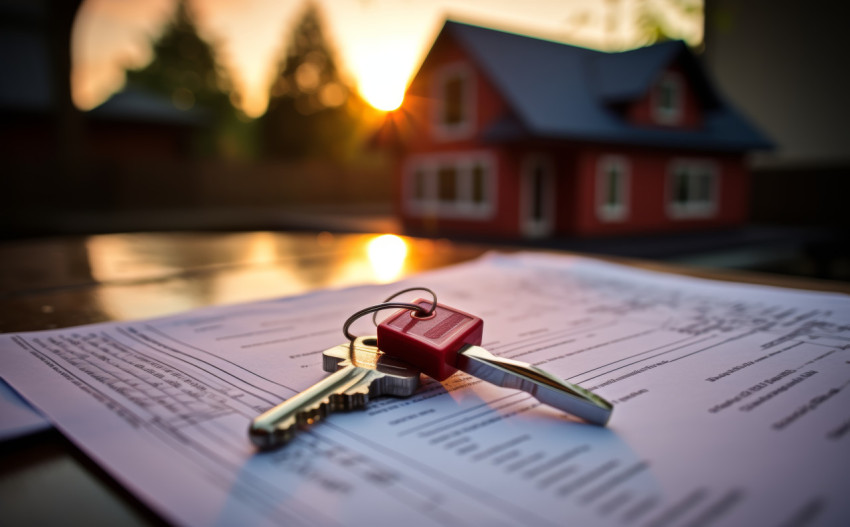 Keys on a mortgage approval form signifying the joy and anticipation of a successful home acquisition