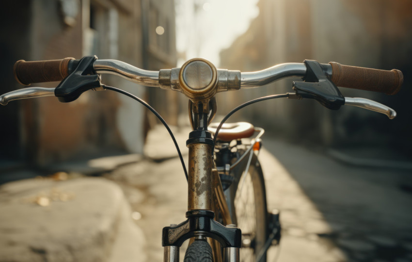 Camera captures the bicycle handle