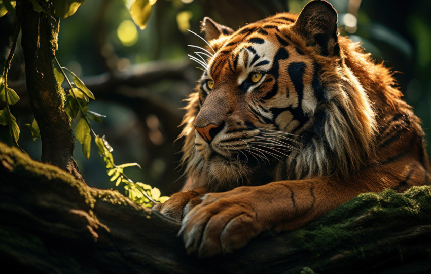 Majestic tiger resting peacefully in the jungle