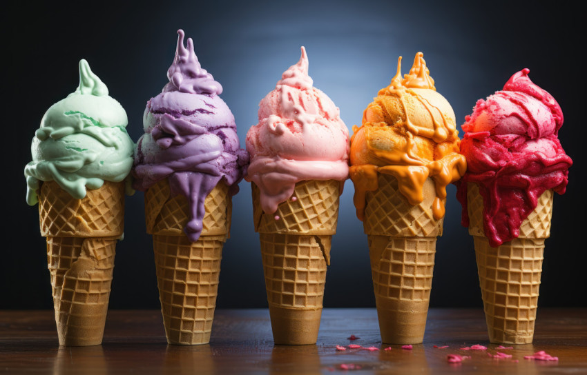 Ice cream cones brimming with color