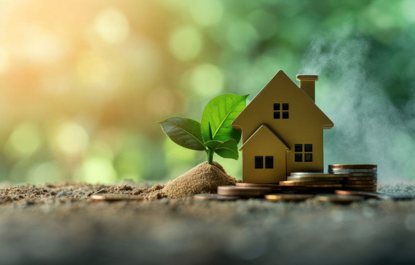 House and plant on coins