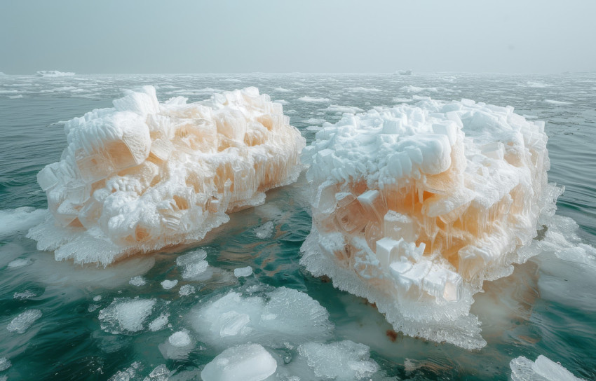 The  ice floes in the arctic ocean