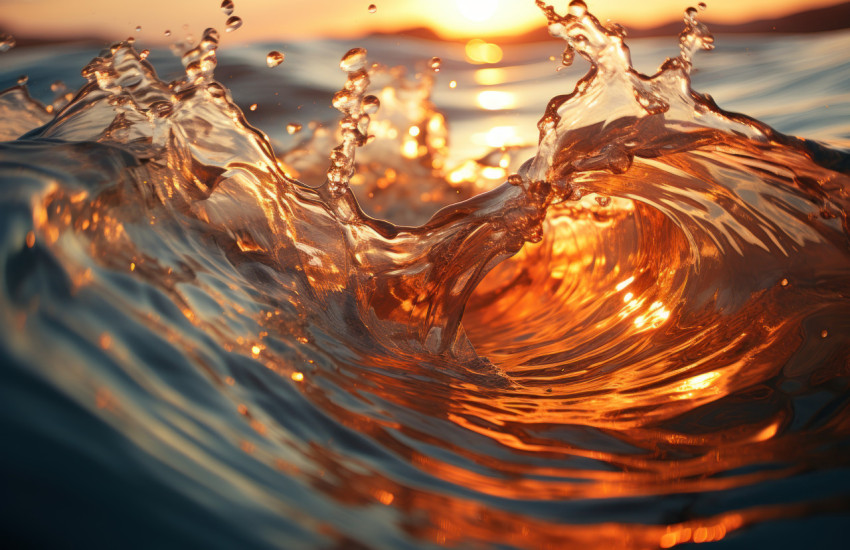 The beauty of a sunset captured in water wave reflections