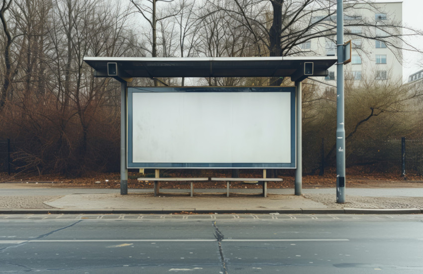 A blank billboard at a bus stop ready for your advertisement