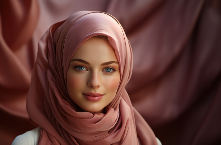 A woman in a trendy pink hijab