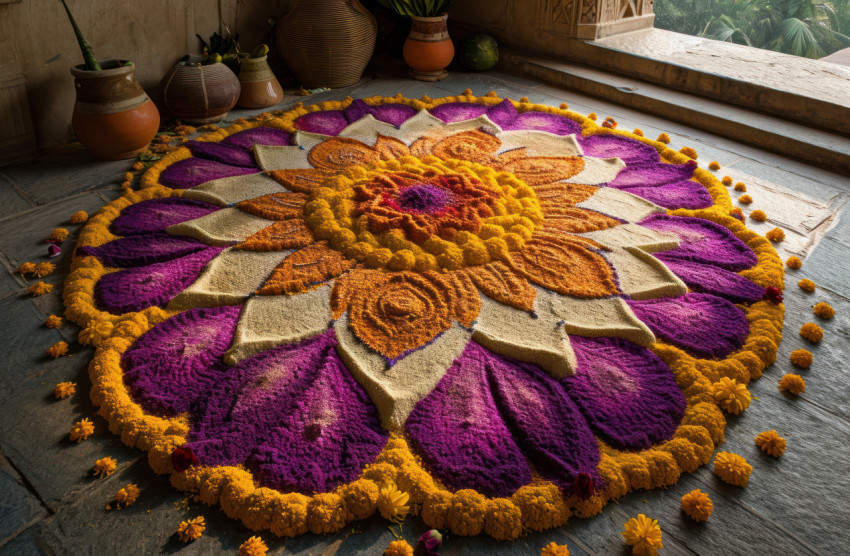 Vibrant rangoli festival celebration transforms traditions