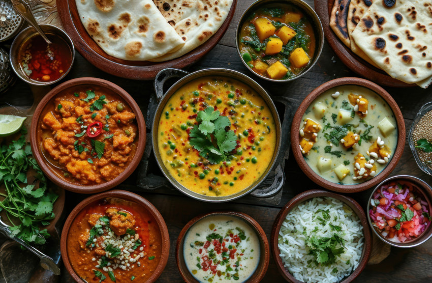 Delightful small plates showcasing a variety of dishes featuring delicious kheer and roti