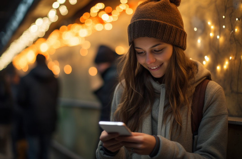 Woman using smartphone in outdoor