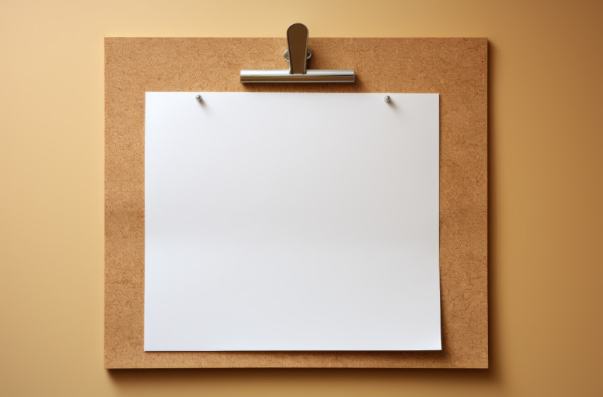 Blank sheet pinned on cork board for messages or reminders