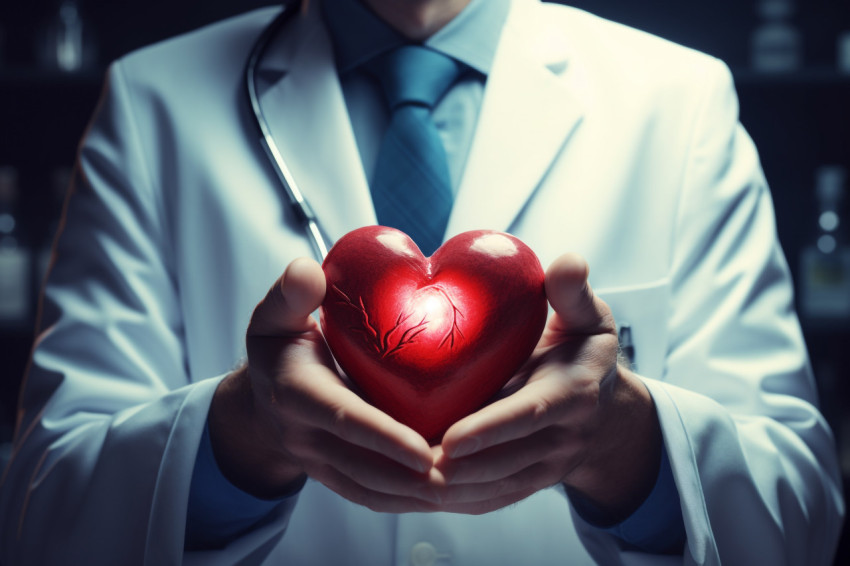 A doctor holding red heart in his hand, Health and Medical stock image