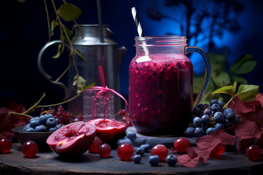 A photo of a Blueberry juice, beverage advertisement photography inspiration