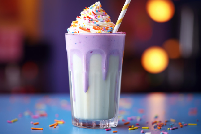 A photo of a Vanilla milkshake, beverage advertisement photography inspiration