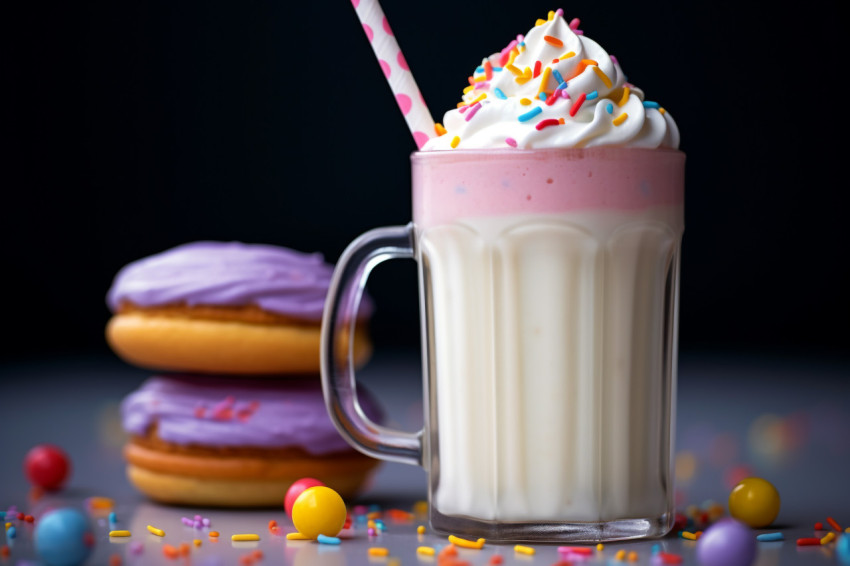 A photo of a Vanilla milkshake, beverage advertisement photography inspiration