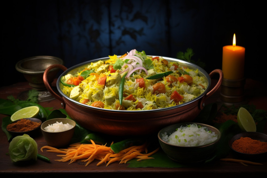 Thalassery Vegetables Biryani, biryani advertisement, biryani stock photo