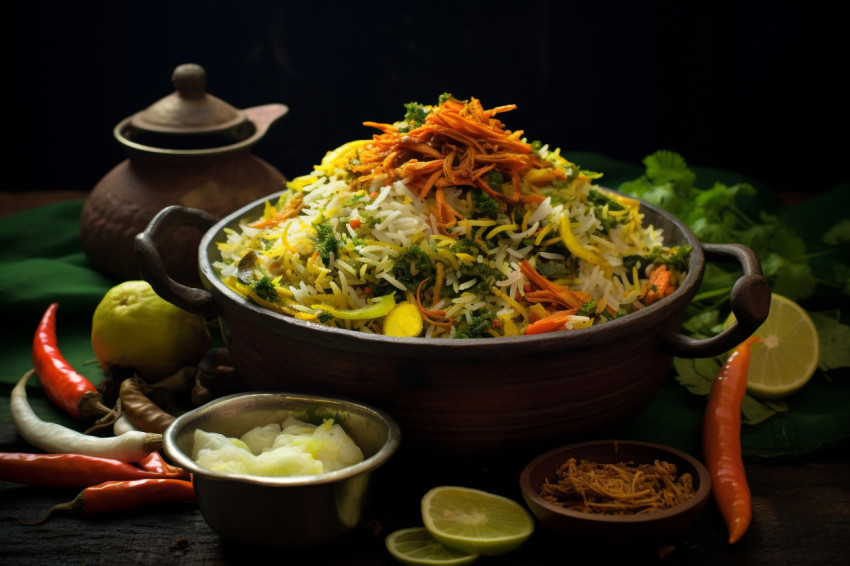 Thalassery Vegetables Biryani, biryani advertisement, biryani stock photo