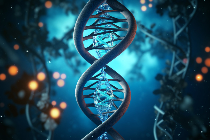 A photo of a blue DNA, healthcare stock image